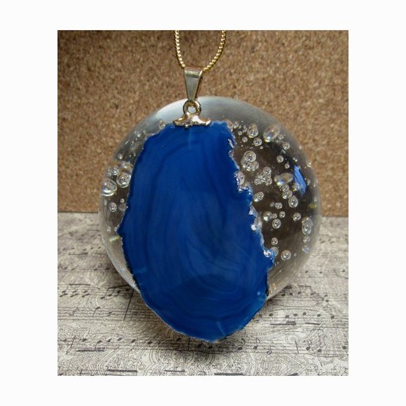 Jewelry - AGATE SLICE GEMSTONE PENDANT NECKLACE